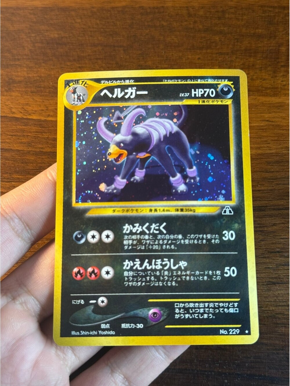 Jpn Crossing the ruins Holo Houndoom neo discovery 229 swirl